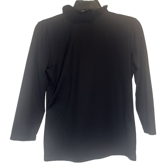 J. McLaughlin Black Catalina Cloth Ruffle Trim Faux Wrap Front Blouse Top Sz XS - Picture 4 of 10